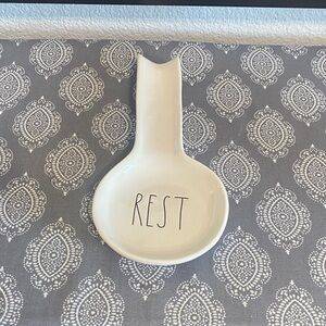 White Ceramic Spoon Rest Rae Dunn